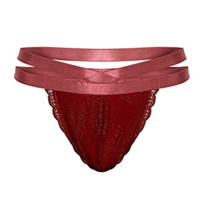 Gerrie Burgundy Lace Harness Thong Knicker
