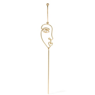 Long Face 14-Karat Gold Earring