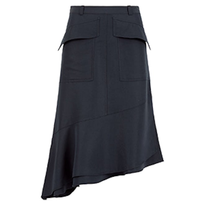 Twill Seamed Flare Skirt