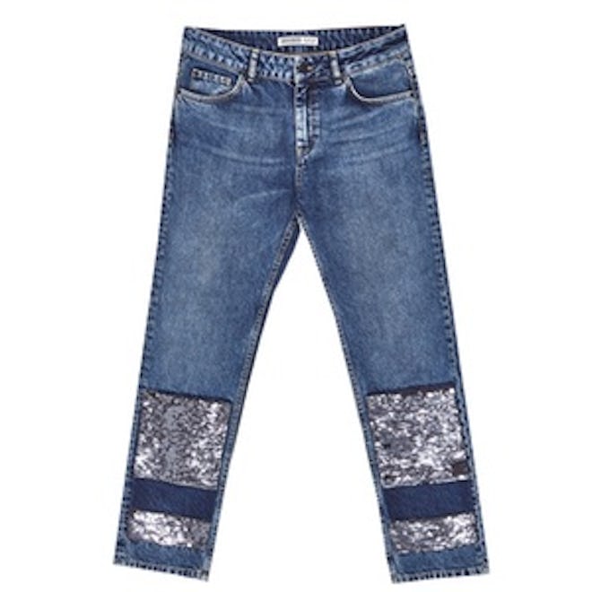 Mid Rise Jeans With Sequins