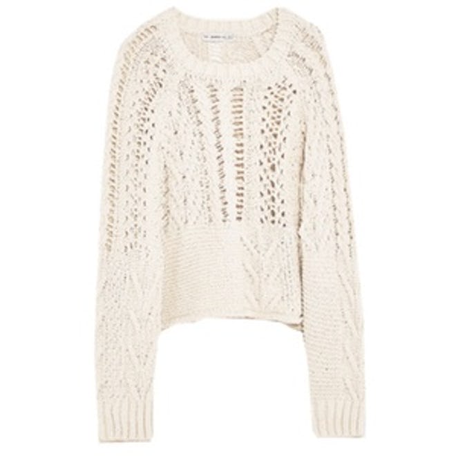 Open-Work Cable Knit Sweater