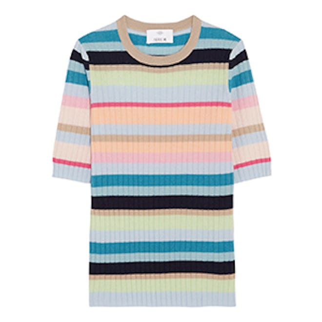 Ribbed Striped Cashmere Top