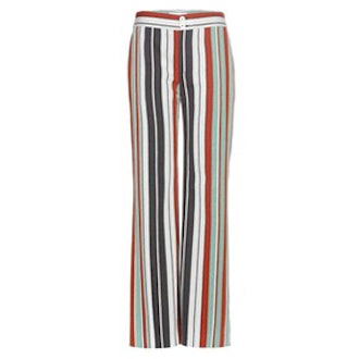 Striped Cotton-Blend Twill Wide-Leg Trousers
