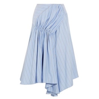 Asymmetric Striped Silk Crepe De Chine Skirt