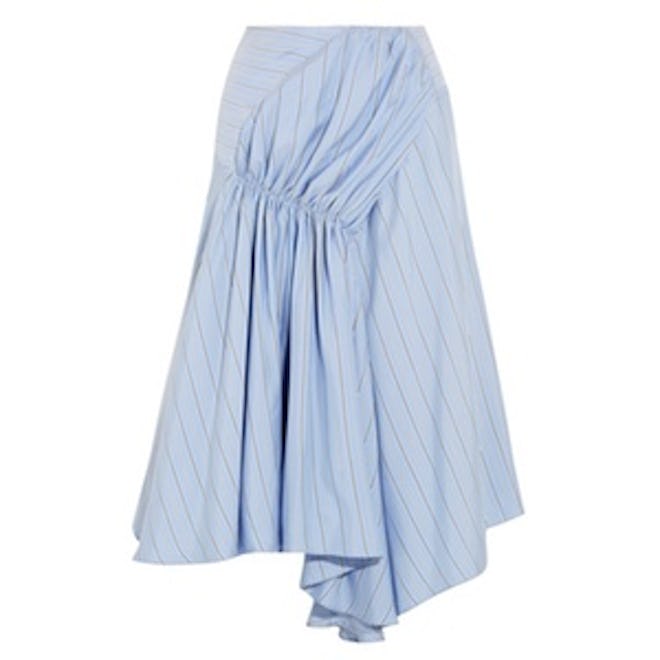 Asymmetric Striped Silk Crepe De Chine Skirt