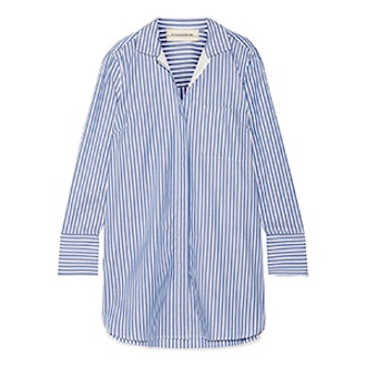 Anafrina Silk-Trimmed Striped Cotton-Poplin Shirt