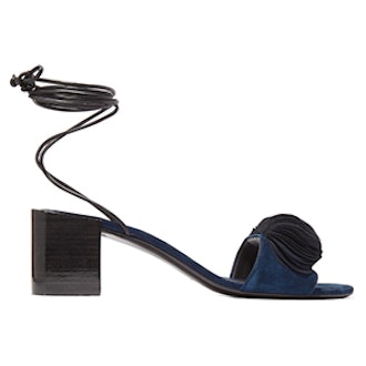 Riza Leather-Trimmed Appliquéd Suede Sandals