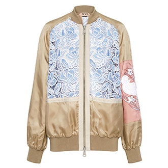 Lace-Inset Bomber Jacket