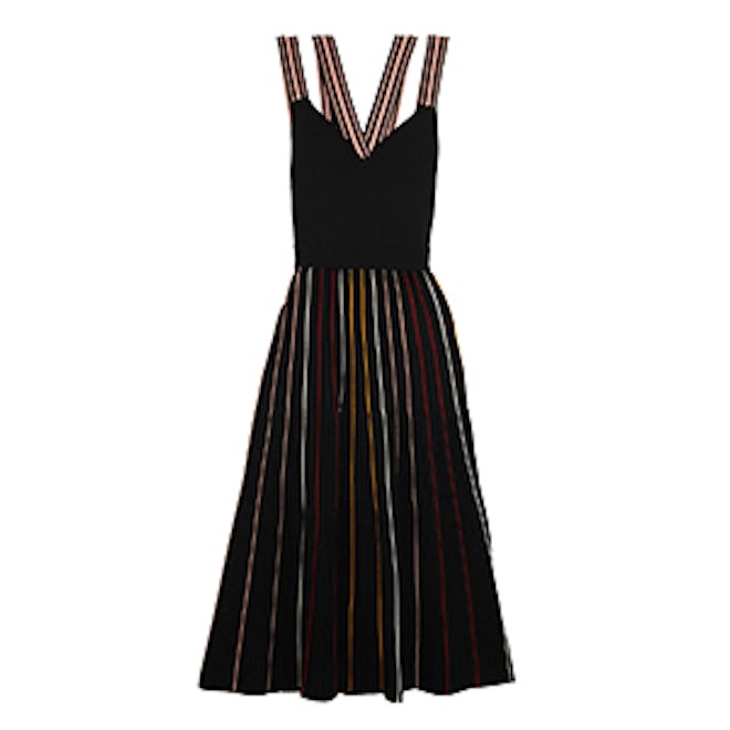 Shiori Striped Ribbed Stretch-Knit Dress