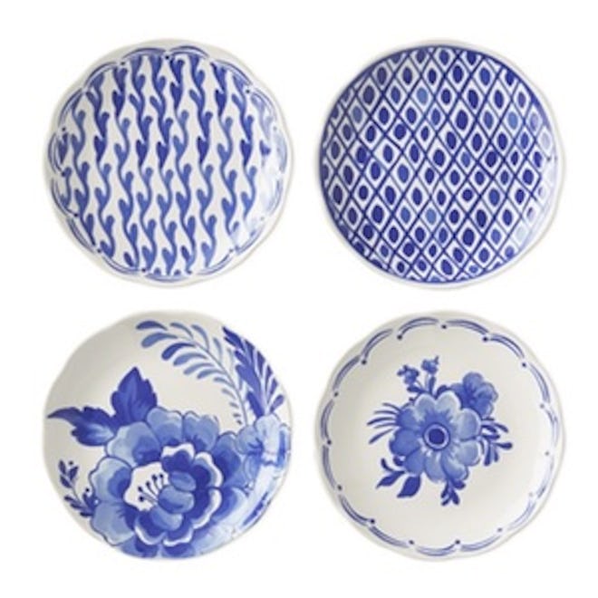 AERIN Sea Blue Appetizer Plates, Set of 4