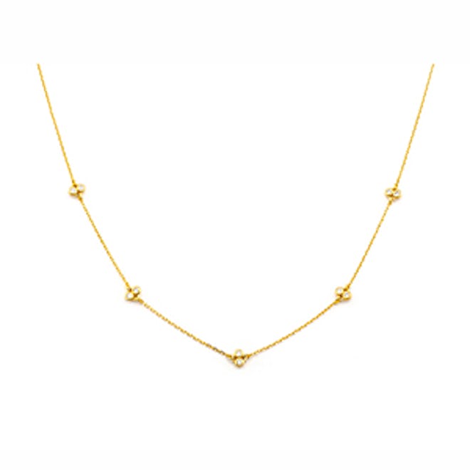 Simple Chain Necklace With Stationed CZs