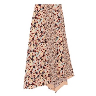 Asymmetric Floral-Print Silk Crepe De Chine Skirt