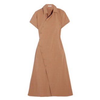 Cotton-Blend Poplin Wrap Dress