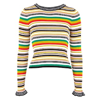 Hyper Stripe Knitted Crop Jumper