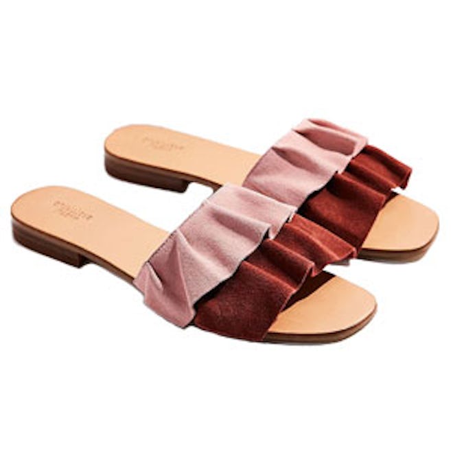 Suede Ruffle Slide