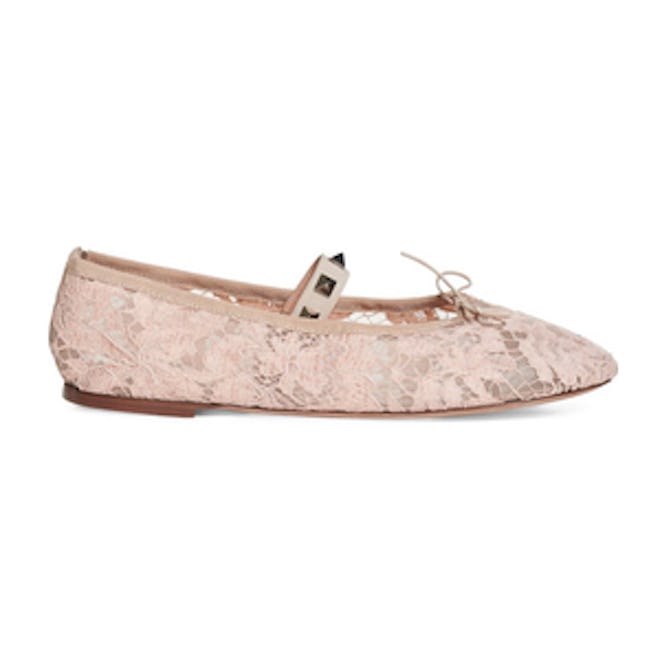 Rockstud Lace Ballet Flat