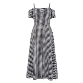 Gingham Button Front Dress