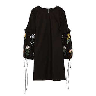 Dress With Embroidered Sleeves