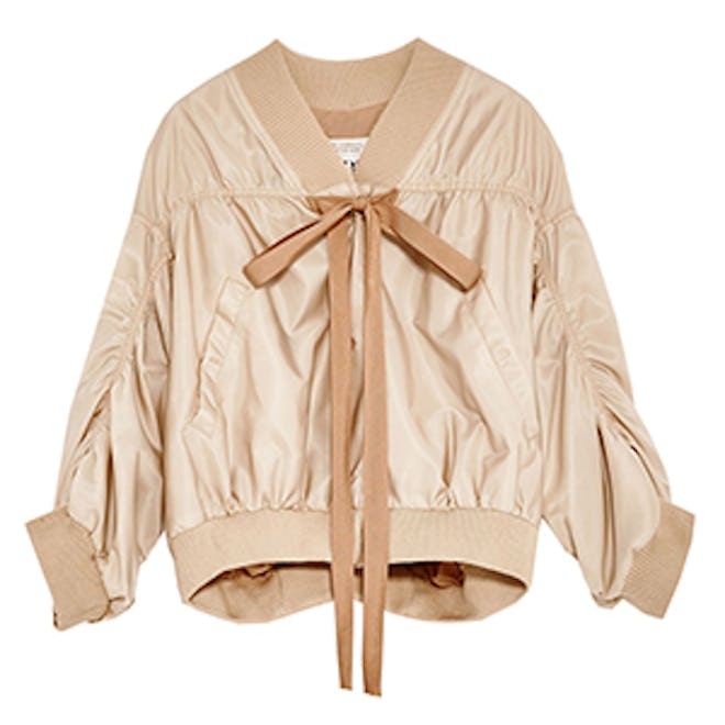Studio Cropped Bomber Jacket With Full Sleeves