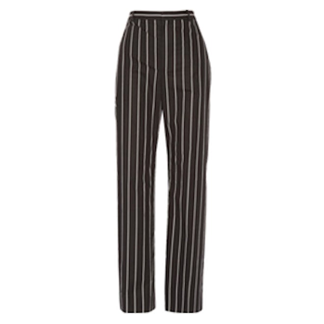 Striped Cotton-Poplin Straight-Leg Pants