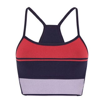 Block Striped Stretch-Knit Sports Bra