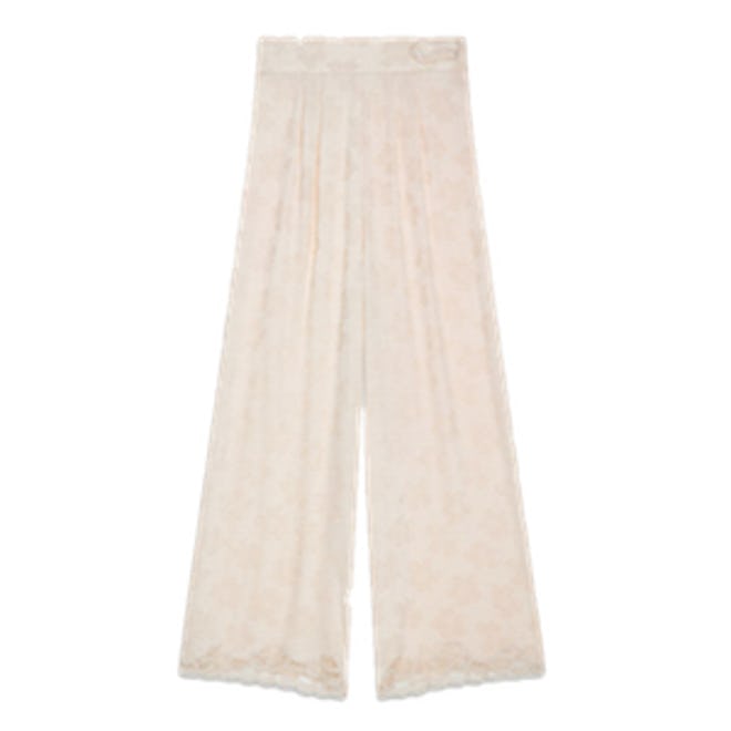 Wide-Leg Satin Jacquard Trousers