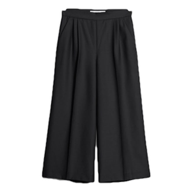 Creased Wool Blend Culottes