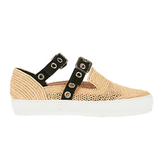 Grommet Strap Raffia Sneakers