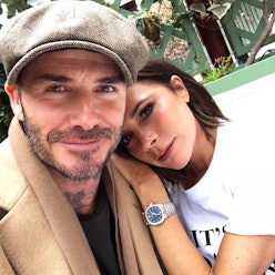 Victoria and David Beckham taking a selfie