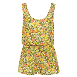 Printed Cotton And Silk-Blend Playsuit
