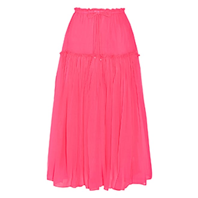 Dulce Pleated Silk-Crepon Midi Skirt