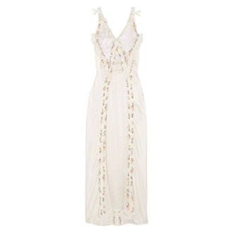 Marisa Embellished Embroidered Silk-Satin Maxi Dress