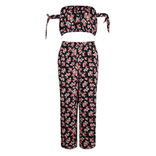 Clare Floral Off The Shoulder Woven Culotte Co-Ord