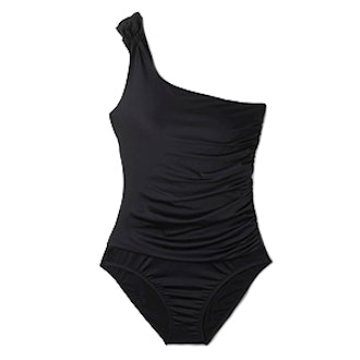 One Shoulder Solid One Piece Swimsuit