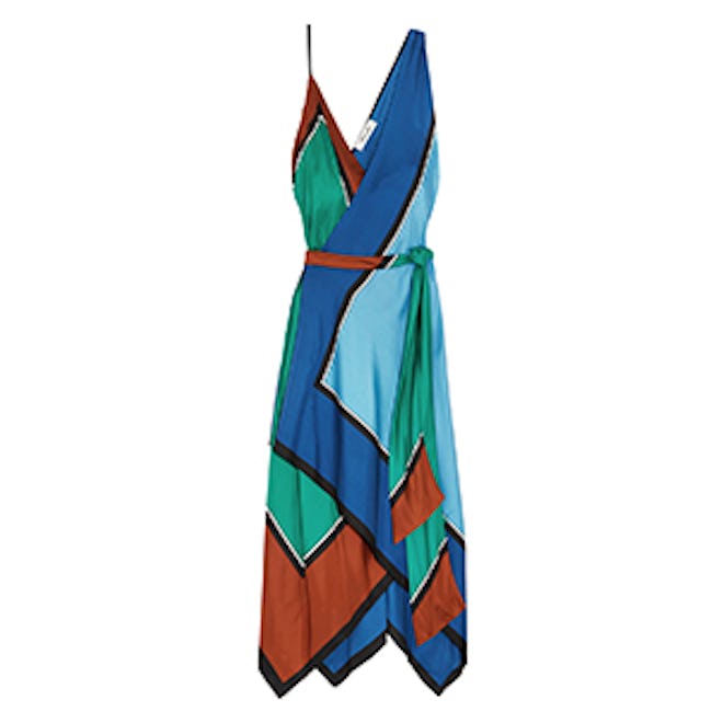 Asymmetric Printed Silk Maxi Dress