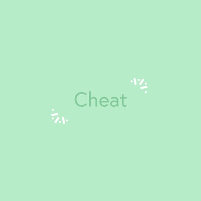 "Cheat" text sign on a green background