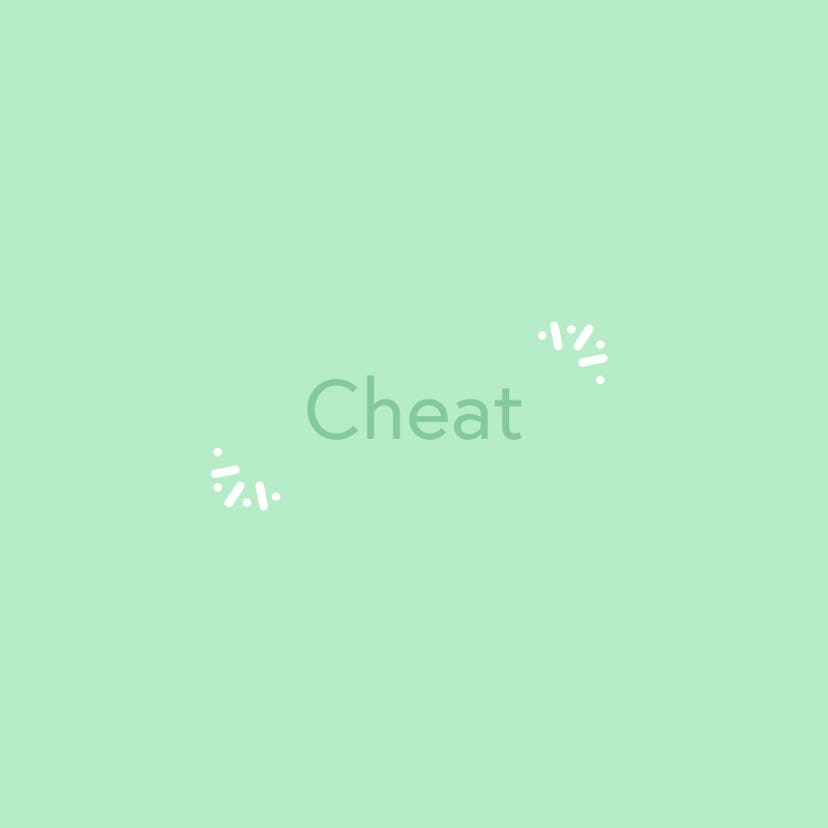 "Cheat" text sign on a green background