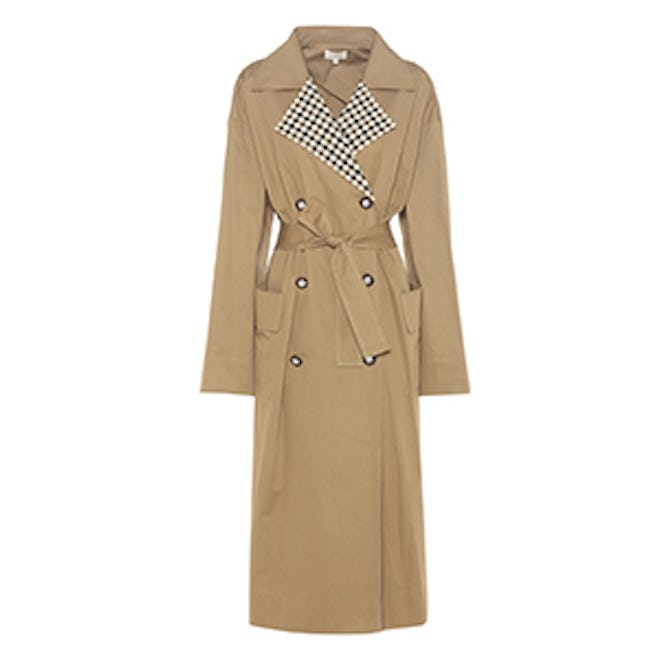 Checked Collar Trench Coat