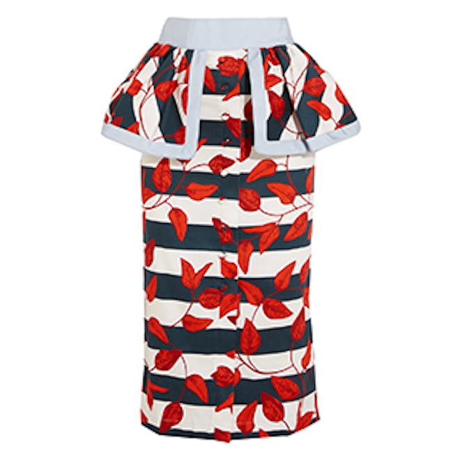 Tobago Printed Cotton-Blend Peplum Skirt
