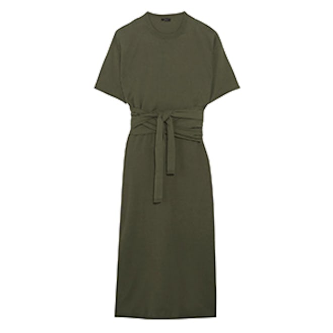 Ivana Tie-Front Cotton-Jersey Midi Dress