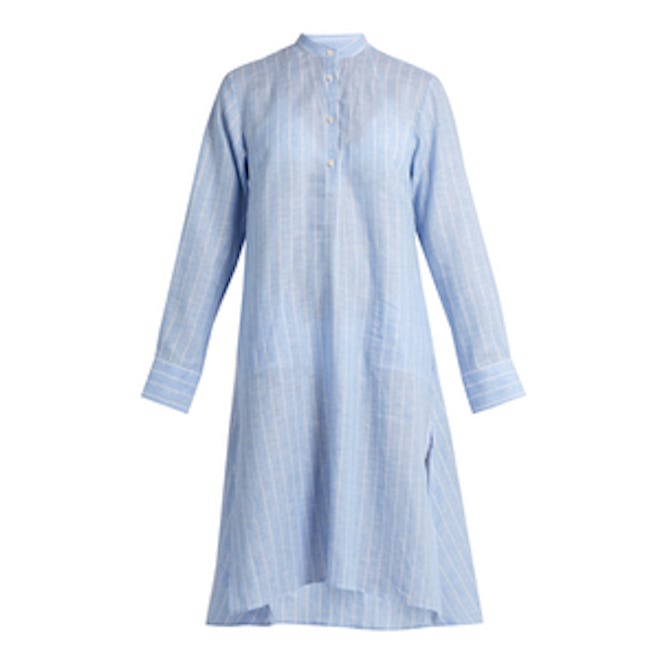 Stand-Collar Long-Sleeved Striped Kaftan