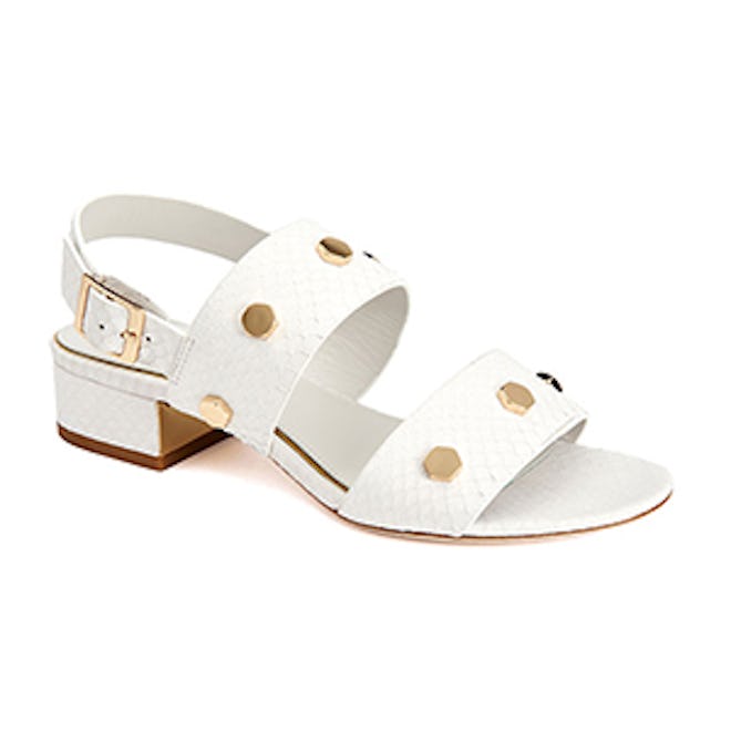 Florence Studded Snake-Embossed Leather Sandals