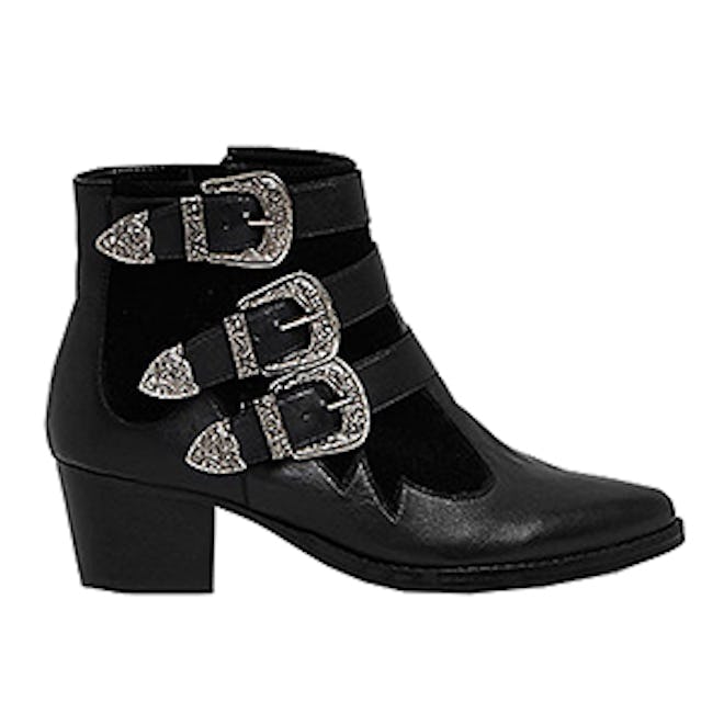 Western Buckle Strappy Boots