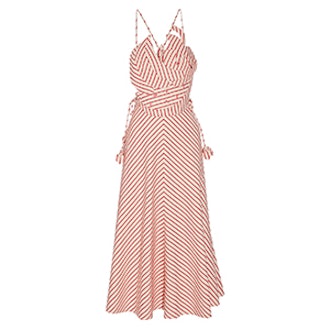 Tutti Frutti Appliquéd Striped Linen And Cotton-Blend Maxi Dress
