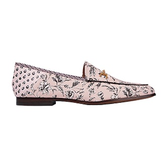 Loraine Leather-Trimmed Printed Canvas Loafers