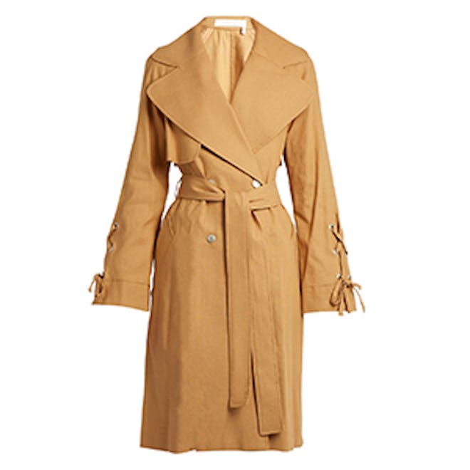 Double-Breasted Linen-Twill Trench Coat