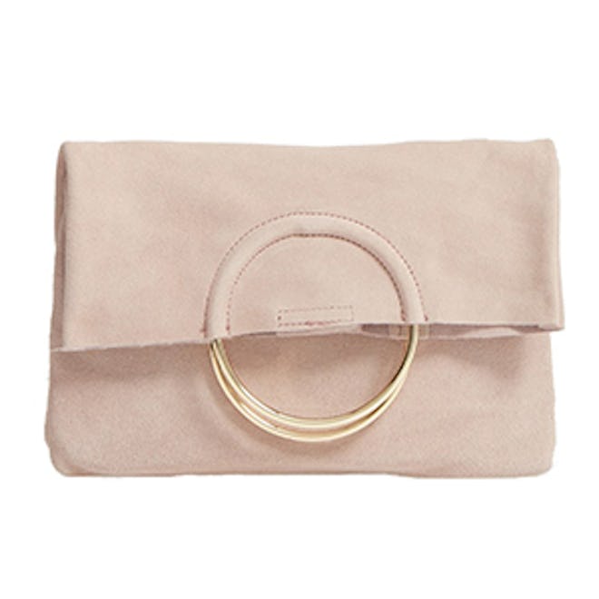 Maron Foldover Suede Clutch