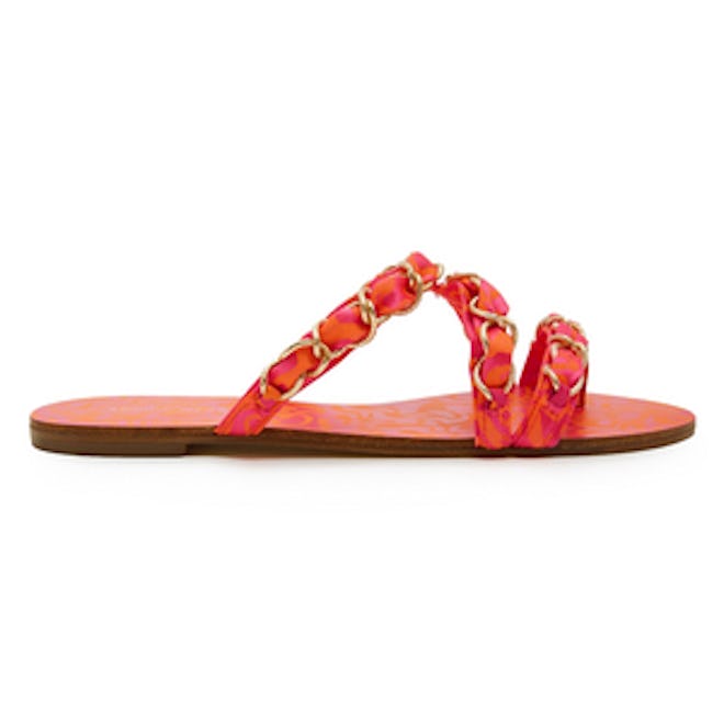 Taya Chain-Embellished Satin Sandals