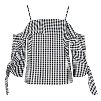 Gingham Cold Shoulder Top