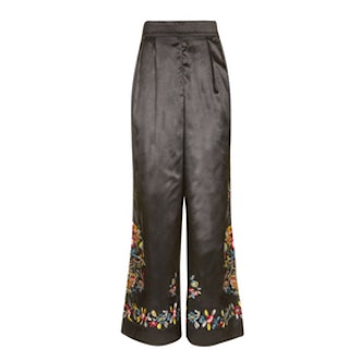Satin Embroidered Trousers